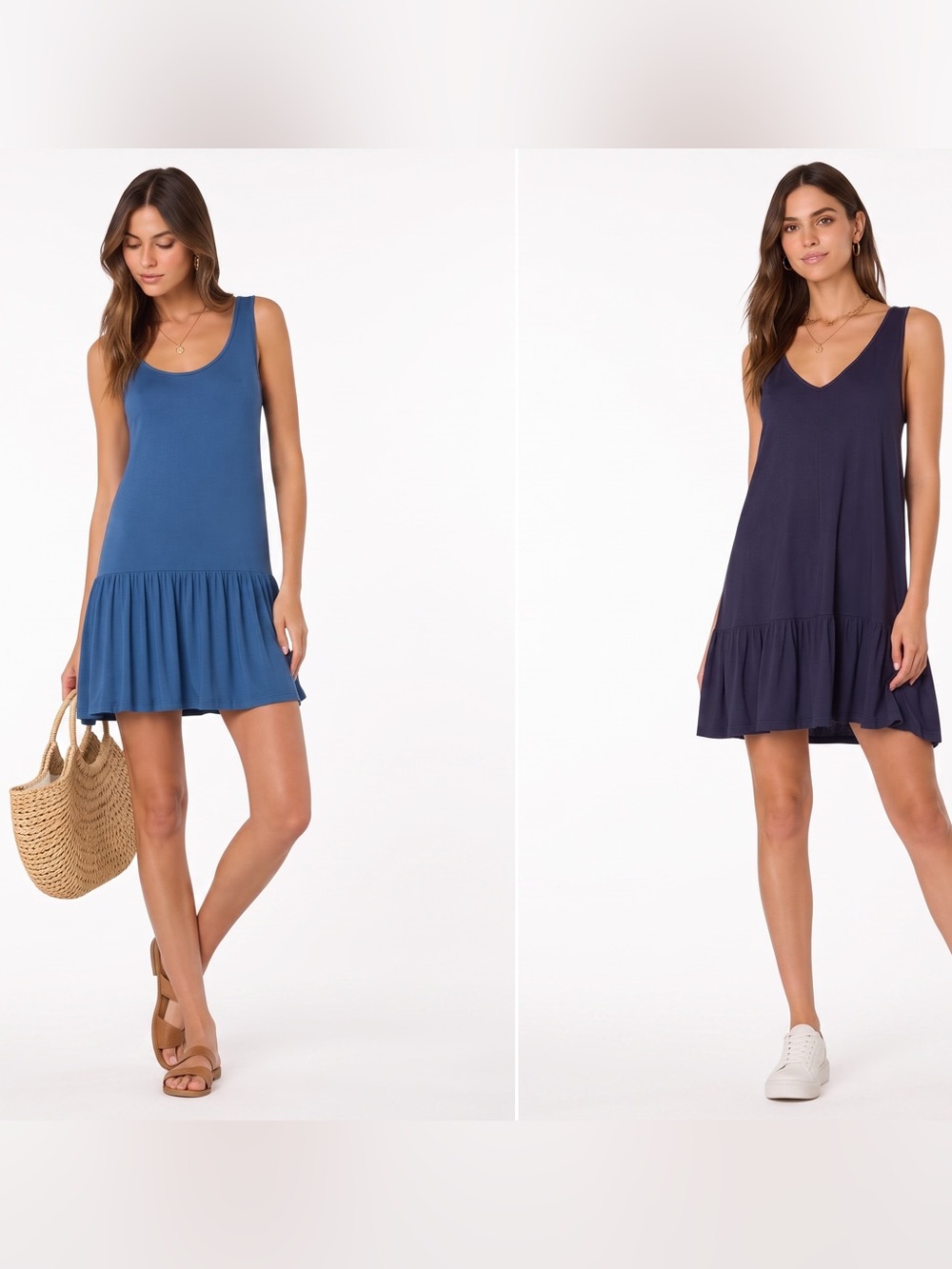 Krisa x Revolve Siro Micro Modal Drop Waist Tank Dress Bundle XS NWT Blue Purple